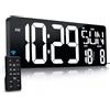 Krstir 17.2 Orologio da parete digitale, orologio a LED con telecomando, display grande, timer di conto alla rovescia e in salita, luminosità regolabile, sveglia con giorno/data/temperatura per casa