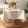 Pahajim Tovaglia Antimacchia Rettangolare Copritavolo Moderno Cotone Lino Tovaglie Elegante Impermeabile Lavabile per Protezione Tavolo Cucina,Soggiorno,Ristorante (Bianca,140x140cm)