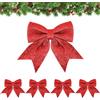 Wolkstello Fiocchi Albero di Natale Rosso, 5 Pezzi Grande Fiocchi Natalizi, Fiocchi Natalizi Glitterati, Fiocco Natalizio per Albero di Natale Ghirlanda Scatole Regalo Matrimonio