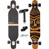FunTomia Camber Longboard con cuscinetti a sfera in ceramica in Flex1 Drop Through Cruiser Freeride Skateboard completo con T-Tool