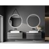 Talos Specchio Decorativo Rotondo da Parete con Illuminazione a LED indiretta, Colore Nero Opaco, Ø 80 cm