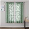 OVZME Sage Green Sheer Curtains 63 inches Long 2 Panels for Living Room, Jacquard Clip Leaf Pattern Textured Light Filtering Window Semi Sheer Voile Drapes for Bedroom, Each Panel 42 x 63 Inch