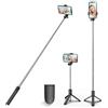 HCTian Treppiede per selfie, 3 in 1, estensibile, rotazione a 360°, con telecomando wireless rimovibile, supporto portatile per cellulare, compatibile con iPhone, Android, Samsung (nero)