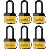 Guliffen Set di 6 lucchetti in acciaio laminato resistente alle intemperie con chiavi identiche per uso esterno