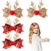 ZOOMPIL Fermagli per Capelli di Renna di Natale, 4 Fiocco Capelli Fermaglio Capelli Accessori Capelli Natale Accessori Natalizi Donna Bambina Ragazza