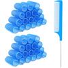 Tucnoeu 18 bigodini per capelli in plastica, con pettine a coda di topo, piccoli bigodini senza calore, per parrucchieri professionali e acconciature fai da te (2,4 x 6,1 cm)