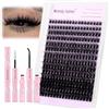 WENDY LASHES Kit Extension Ciglia 80D Ciglia Finte Ciuffetti D-Curl Manga Lashes con Colla Cluster Lashes Misti 10-18mm Kit fai da te per Extension Ciglia Look Naturale Wendy Lashes(JC-80D-D-1018)