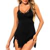 EVELIFE Lingerie da donna, sexy, da notte, da donna, in pizzo, con scollo a V, con spalline regolabili, rosso vivo, M