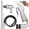 EUMAYES Kit di Pistola Sabbiatrice per Compressore, Pistola per Sabbiatura con Ugello Lungo per Sabbiatura e Ugelli in Metallo di Calibro 5MM/6MM, Tubo in Gomma e Collegamento all'aria per Sabbiatura