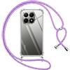 Pnakqil Cover per Xiaomi 15T 5G con Cordino, Trasparente Custodia con Laccio Tracolla Cellulare Girocollo Collana Protettiva per Xiaomi 15T 5G 6.83 Pollic, Viola 01