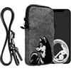 kwmobile Custodia in Feltro con Zip per Smartphone - Portacellulare a Tracolla - Porta Cellulare da Collo Universale - Cover Borsa Telefono - Cane Shiba