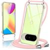 Oelrstfe Cover con Cordino per Google Pixel 10, Trasparente Silicone Sottile Morbido Custodia con Regolabile Collana Laccio Tracolla, Antigraffio Antiurto Proteggere Case con Corda, Rosa