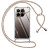 Pnakqil Cover per Xiaomi 15T Pro 5G con Cordino, Trasparente Custodia con Laccio Tracolla Cellulare Girocollo Collana Protettiva per Xiaomi 15T Pro 5G 6.83 Pollic, Khaki