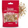 dekora - Sprinkle Mix Fiocchi e Stelle Oro e Bianco 100g - Decorazioni Natalizie Eleganti per Torte e Cupcake - Glitter Commestibili per Torte - Senza Glutine e Lattosio
