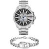 Diesel Uomo Set Orologio Mega Chief Slim in acciaio inossidabile color argento e bracciale, Set