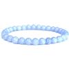 Vera Mentis Bracciale calcedonio blu - pietra naturale lenitiva 6 mm - gioiello litoterapia donna e uomo - regalo benessere emotivo - perle sottili elastiche unisex