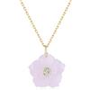 COAI Collana da Donna in Acciaio Inox Placcato Oro 18K con Ciondolo Fiore di Pietre Dure con Zirconia Cubica Incastonata, Collana Pietre Naturali da Donna - Avventurina Verde, Ametista e Quarzo Rosa