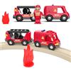Cylora Treno dei Pompieri, connessione Magnetica, Trenino con Suono e luce, Treno Compatibile con Thomas, Brio, Giocattolo Regali per Ragazze Ragazzi 3+ Anni, Rosso