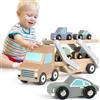 Vanplay Giochi Bambini 1 Anno Macchinine Giochi Legno Bambini con 4 Mini Auto Macchinine Montessori Regali 1 2 3 Anno