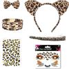 Lufdegim Leopardo Costume da donna, 6 pezzi, leopardi, leopardi, orecchie, coda di leopardo, papillon, braccialetto, set di tatuaggi per il viso, costume da leopardo per costume di carnevale,