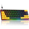 ZIYOU LANG ZIYOULANG MK21 Tastiera Meccanica per Gioco, 60% Compatto Layout UK, Tastiera Mini Cablata 61 Tasti con Hot-Swap, Retroilluminazione RGB, Anti-Ghosting, Switch Rosso, per PC, MAC - Stella Nera