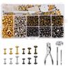 Xyvor 360 Set Rivetti Per Cuoio In 3 Dimensioni 12Mm, 8Mm, 6Mm, Borchie Per Tessuti Con 3 Strumenti Di Fissaggio, Ribattini Per Cuoio, Rivetti Di Pelle Doppio, Per Pelletteria, Artigianato, Abbigliamento