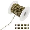 PATIKIL 10m/32.8ft Catena a Sfera con Perline, Catena di Trazione in Acciaio Inossidabile da 2mm con 20 Connettori per Catena di Etichette, Anelli Portachiavi, Bronzo