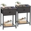 AMHANCIBLE Set di 2 comodini industriali, colore: grigio scuro