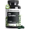 natural elements Spirulina Biologica - 500 compresse - 3000mg - vegana, ad alto dosaggio, senza additivi inutili