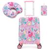 HTgroce 2 in 1 Set di Valigie per Bambini, Valigie Trolly 16'' Cuscini da Viaggio, Valigia Trolley con Ruote Girevoli