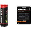 Head 3X3B Championship Novak 6Dz, Palline Tennis Unisex Adulto, Giallo, Taglia Unica, 9 Palle & Supercomp, Tennis Accessori Unisex Adulto, Black, One Size