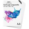 Magecubiku Confezione da 80 fogli di carta per acquerello formato A4, grammatura 300 g/m², carta di cotone naturale pressata a freddo per studenti, artisti, disegno ad acquerello (A4)