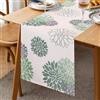 Inhobbok Runner da Tavolo Verde Grigio Lino Dalia Fiore 33x183cm Corridori da Tavolo Attraente Fattoria Floreale Centro Tavolo Decor Primavera Estate Runner da Tavolo per Soggiorno Casa Pranzo Festa Ingresso
