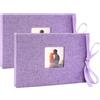 Vienrose Album Fotografico Piccolo 10x15 con Copertina in Tessuto di Lino, Mini Album con Tasche, Pagine Trasparenti per 52 Foto, Libro di Foto di Cartoline Piccole Viola (2 Confezione)