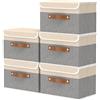 OUTBROS 5 Set Scatole Portaoggetti, 38x25x25cm Cesto, Grigio/Beige