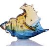 DOVDOV Statue di conchiglie in vetro soffiato a mano, statuette d'arte in vetro blu e ambrato, conchiglie per decorazioni per la casa costiera, supporto TV e libreria, ripiani del bagno e decorazione