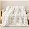 Miyacare Coperta Plaid Super Morbida Pile Peluche di Coniglio Caldo e Spesso, Caldo accogliente divano tiro, Versatile Coperta Matrimoniale per Camera da Letto Viaggi (Bianco, W160 x L200CM)