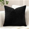 Sungeek 1 Pezzi Federe Cuscini 60x60 in Morbido Velluto a Coste, Fodere per Cuscini Decorativi con Motivo a Strisce e Patchwork Pinwheel Copricuscini Cuscino per Divano Letto Soggiorno, Nero