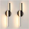 Tealight Applique da Parete Interno, 16W Lampada LED Moderno, 1800LM Lampada a Muro per Camera da Letto Soggiorno Corridoio Scale (Nera luce calda-confezione da 2)