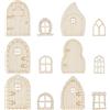 GORGECRAFT 48pz 12 Stili Porte e Finestre in Legno per Giardino delle Fate Set di Porte e Finestre in Miniatura in Legno Grezzo Mini da Giardino Non Verniciate per Casa delle Bambole da Parete Casa