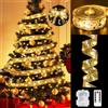 btfarm 12 m, 120 LED, nastro natalizio con telecomando, 8 modalità timer, per interni ed esterni, feste, matrimoni, decorazioni natalizie (nastro dorato, luce bianca calda)