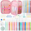 INSCRAFT - Set di uncinetti, 82 pezzi, kit per lavorare a maglia con 11 misure con manico in gomma, ganci e accessori in plastica, manici ergonomici per mani artritiche, ottimo regalo per donne