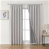 Joydeco 100% tende oscuranti in lino con nastro arricciato, set da 2 pezzi, altezza 220 x 140 cm, colore bianco grigio, protezione dal freddo, oscurante, protezione acustica, ideale per il soggiorno