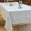 Deep Dream Tablecloths, Embroidered Waterproof Table Cloth Cotton Linen Wrinkle Free Anti-Fading Table Cover Decoration for Kitchen Dinning Party Christmas, 55 x 55 Inch - Gray