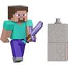 Mattel Minecraft - Steve Pietra Rossa, set da collezione ispirato al videogioco con action figure del personaggio Steve, accessorio e Pezzo da Costruzione Pietra Rossa incluso, 6+ anni, JJR85