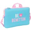 safta BENETTON UNIQUE - Zaino, custodia per laptop fino a 15,6, zaino ideale per bambini di diverse età, comodo e versatile, qualità e resistenza, 40 x 4 x 27 cm, Blu Turchese/Rosa Chiaro, M, Casual