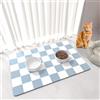 BLESWIN Tappetino Ciotole Cane, 61 x 40,5 CM, Tappetino Assorbente per Cibo per Cani, Tappetini a Scacchi per Ciotole per Gatti Facili da Pulire, Tappetino per Cani per Bevitori Disordinati, Blu e Bianco