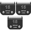 ZATEIRL Confezione da 3 Lame di Toelettatura 15# Staccabili per Cani - Lama in Acciaio da 3/64 Pollici (1,2 mm) - Compatibile con Andis, Oster A5, Wahl KM-10, Moser, Heiniger - Nero