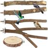 YUDAWN Set di 5 posatoi per uccelli, in legno naturale, per uccelli, accessori per uccelli, parco giochi per uccelli, parco giochi per uccelli, parrocchetti, ninfa, canarino