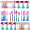 Seeshine Set di posate arcobaleno per 12 persone, In acciaio inossidabile (60 pezzi), set di posate in metallo con finitura arcobaleno. Compreso forchette, coltelli e cucchiai